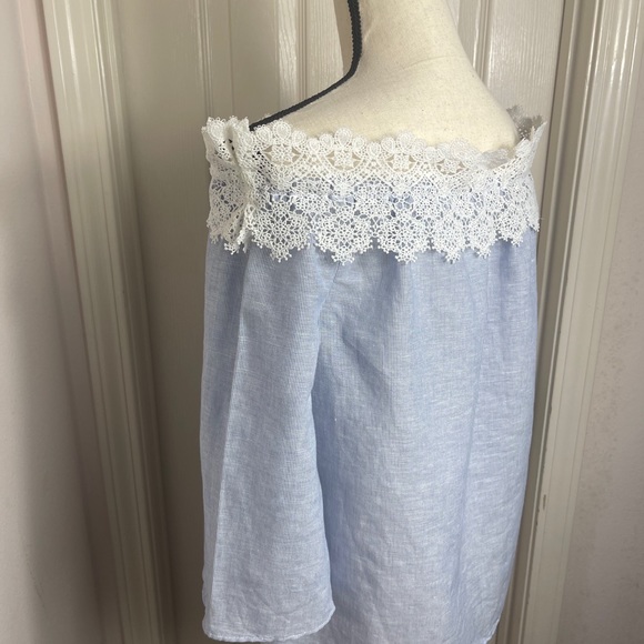 Zara Basics blue off shoulder lace blouse - Picture 6 of 8